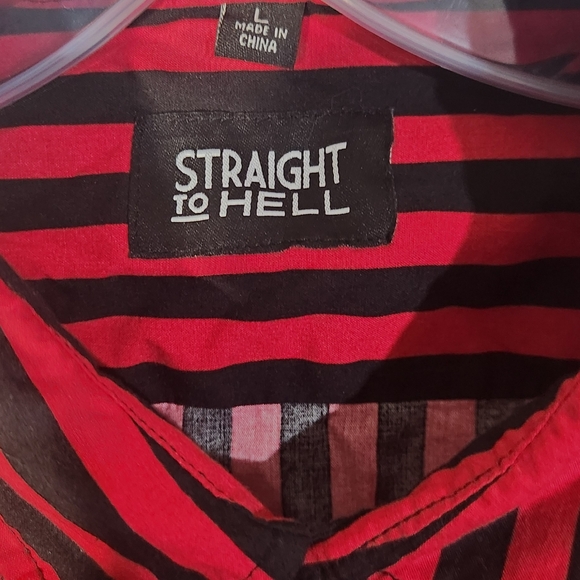 Straight to hell red and black button down - Picture 2 of 2